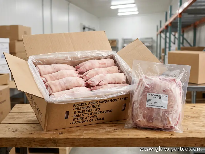 FROZEN PORK HIND FRONT FEET Premium Body Boneless Leg SAM Style Packaging